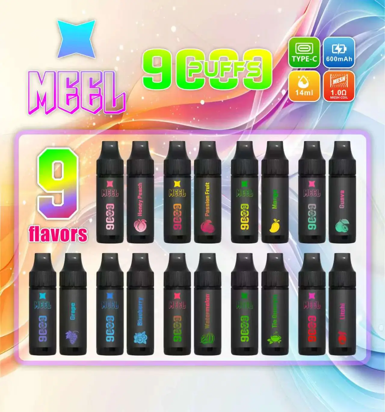 20250507152437 MEEL Marbo 9000口拋棄式電子煙|14ml 600mAh Mesh霧化 台灣現貨
